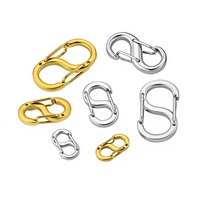Mousqueton en acier inoxydable 304 poli plaqué or, forme S, double tête, pour accessoires de bijoux DIY