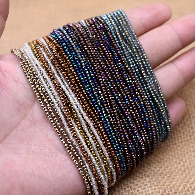 2mm Small Faceted Crystal Glass Beads Waist Glass Crystal Beads for Jewelry Making Loose Glass Seed Beads Ring