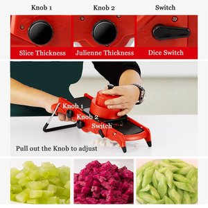 Cortador de Verduras <span class=keywords><strong>Vertical</strong></span> Multiusos con Cuchilla en V Ajustable, Rebanador de Verduras Seguro para Cocina, Herramientas Manuales para Rebanar - Product Image 5