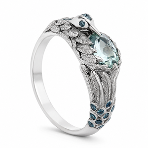 Anello Creativo con Colibrì e Zirconi Blu Micro Pavé per Donne, Regalo di Compleanno, Gioielli alla Moda - Product Image 1