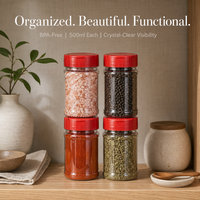 Bocaux en PET pour épices, assaisonnements, sel, condiments, herbes, emballages en plastique, shakers, ustensiles de cuisine