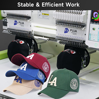 Machine à broder informatisée automatique FUJA à 2 têtes, haute vitesse, 12/15 aiguilles, pour broderie commerciale de casquettes, chapeaux, t-shirts et broderie plate
