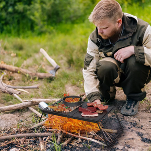 Grille de cuisson pliable en acier pour feu de camp, support et plancha portables pour la cuisson en extérieur - Product Image 4