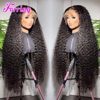 Rambut Asli Kamboja Mentah Tanpa Proses, Wig Frontal HD Tanpa Lem, Kutikula Tertata Rapi, 100% Rambut Manusia, Wig Keriting Gelombang Dalam 13x4