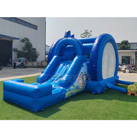 Château gonflable commercial en PVC bleu avec toboggan, pour l'extérieur ou l'intérieur, à vendre
