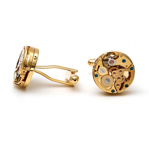 Fashionable Men's <b>Cufflinks</b> Punk Mechanical Gears Round Gold Copper <b>Shirt</b> Accessories - Product Image 6