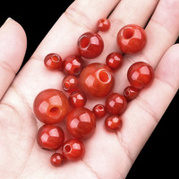 Perles en Agate Rouge Polie de 6-14 mm avec Trous de 2-5 mm ; Perles Rondes à Grand Trou pour Bijoux DIY - Vente en Gros Usine
