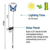 Lampe solaire de jardin en forme de papillon, lumière halogène, piquet de jardin, plastique, étanche IP65, pour l'éclairage paysager domestique