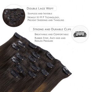 Extensions à clips Amygirl européennes double trame en cheveux naturels bruts Remy, 100g, cheveux humains cambodgiens, double trame machine, invisibles et sans couture - Product Image 3