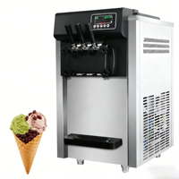Machine à glace molle en acier inoxydable argenté, design moderne, idéale pour les cafés tendance et le marketing sur les réseaux sociaux