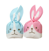 En Stock Prix Pas Cher En Plastique Mignon Stand up Cookie Bonbons Cadeaux Emballage Sacs À Cordon Pochette Plate pour Pain Avec Bowknot