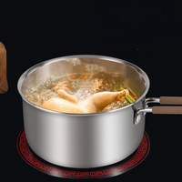 Panci Susu Stainless Steel dengan Gagang Anti Panas, Tutup Kaca, Gagang Bentuk Jamur, Panci Saus Dalam, Panci Sup
