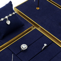 Sundo – Nouveaux ensembles de présentoirs populaires en velours bleu pour bijoux, supports de présentation pour bagues, colliers et bracelets, pour l'aménagement intérieur de bijouteries