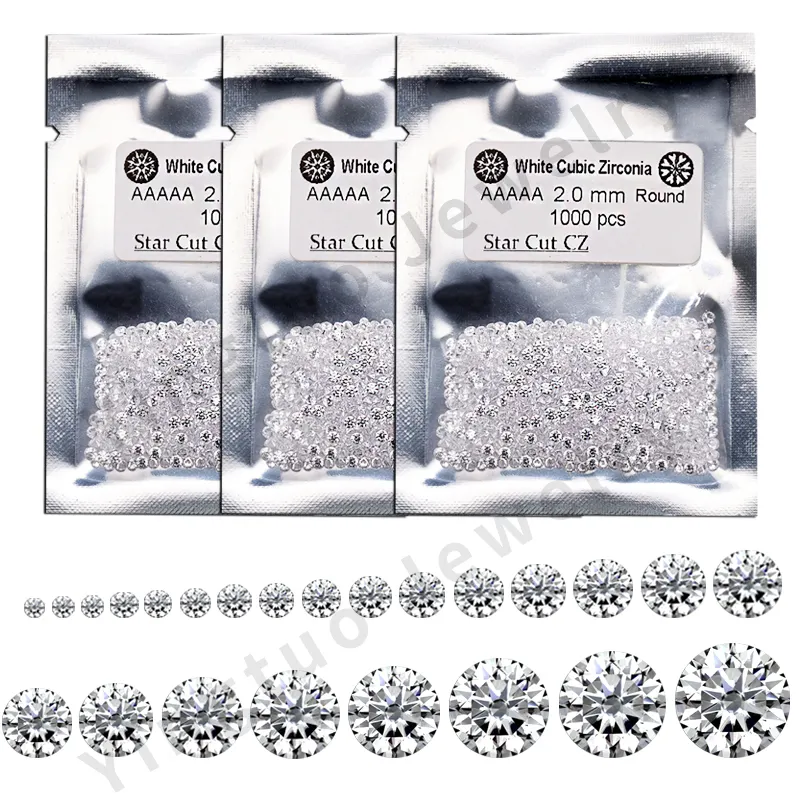 Wholesale Price 1.0mm-3.0mm Round Cut CZ Synthetic Loose Stones Cubic Zirconia Gemstones