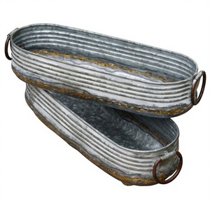 Top Selling Modern square rustic metal Galvanized <b>planters</b> Indoor outdoor industrial style pots Freestanding container pots - Product Image 4