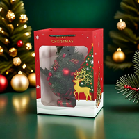 Weihnachtliche Goldgeprägte Transparente Geschenktüte mit Seilgriff Weihnachtsmann-Rentier-Design - Weiße Kartonverpackung