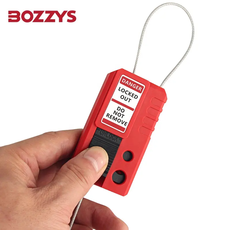 BOZZYS Mini dispositivo de bloqueo de cable de seguridad con cable de acero inoxidable para equipos industriales Bloqueo de energía