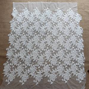 Nuovo Tessuto in Pizzo <span class=keywords><strong>Bianco</strong></span> con Foglie Ricamate in <span class=keywords><strong>Tulle</strong></span> per Abiti da Sposa - Product Image 2