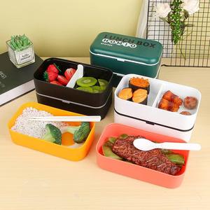 Microwave Safe Material Food <b>Container</b> Compartment Box Dual Tier Kids Stackable Plastic Bento Lunch Box Plastic Portable - Product Image 3
