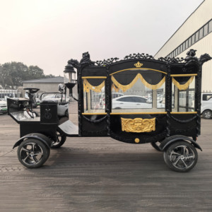 Carroza Fúnebre Eléctrica Negra Dorada de la Mejor Calidad, Carroza para Ataúdes, Carroza Fúnebre en Venta - Product Image 6