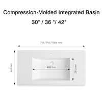 Vasque de salle de bain certifiée CUPC, 36 pouces, résistante aux taches, installation facile, durable, facile à nettoyer, pour usage résidentiel et hôtelier, fourniture ODM