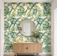 Revêtement mural botanique moderne, papier peint tropical avec feuilles de palmier et de monstera, personnalisé pour la décoration murale intérieure de la maison, du bureau et des espaces commerciaux