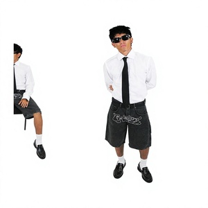 Pantalones Cortos de Mezclilla de Alta Calidad para Hombre, con Logotipo Bordado en la Parte Delantera, Estilo Urbano, Cintura Media, Cierre de Botones, Tejido de Algodón - Product Image 3