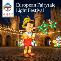 Lanterne en soie artisanale Pinocchio, étanche, avec lumière LED, pour festival de contes