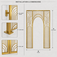 Paravent de séparation de pièce en acier inoxydable moderne personnalisé, en métal doré de luxe, pour hôtel et club haut de gamme