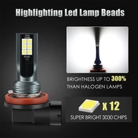Lampu Daya Tinggi H7 Bohlam Led H11 H8 H16 HB3 9005 HB4 9006 DRL Lampu Led Daytime Running 3030 12SMD Lampu Kabut Mobil DC 12V
