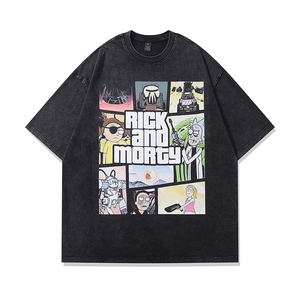 T-shirt Uomo Oversize Grunge Effetto Usurato Stile Retrò 2026, Casual 100% Cotone, Stampa DTG <span class=keywords><strong>Anime</strong></span> Giapponese, Hip Hop Streetwear Vestibilità Regolare - Product Image 3