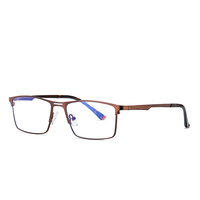 Gafas de Sol Rectangulares Pequeñas con Armazón de Titanio Metálico Anti-Luz Azul de Alta Calidad para Hombre, para Trabajar con Ordenador