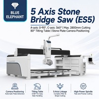 Sierra de puente CNC de 5 ejes ES5 de estructura robusta, máquina de corte de gran formato para losas artificiales con mesa inclinable para procesamiento de piedra y cuarzo