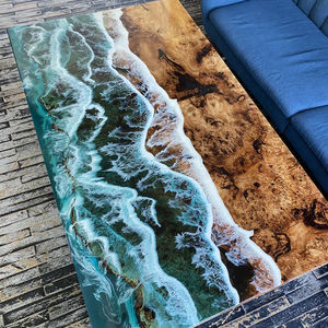 Table à manger en bois de noyer massif de luxe à prix avantageux, directement de l'usine, avec plateau en résine époxy pour la cuisine, le restaurant ou la salle à manger - Product Image 5