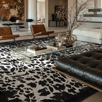 Tapis tissé Wilton rayé noir pour salon, luxe léger, haut de gamme, antibactérien, sans formaldéhyde, imprimé léopard vintage