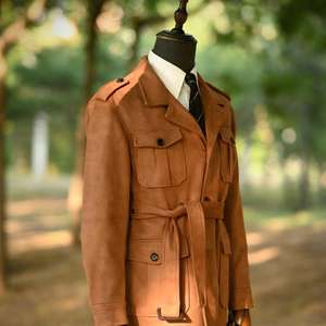 Giacca da uomo stile cacciatore retrò con tasche multiple in finta pelle scamosciata, nuova collezione Primavera 2026 - Product Image 4