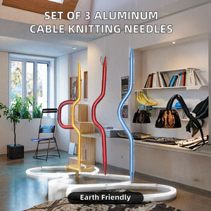 3pcs/set Simple Aluminum Bow-type U-shape Knitting <b>Needle</b> <b>Cable</b> Stitch <b>Needle</b> for Tufting - Product Image 2