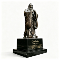 Statue de Confucius chinois en bronze, figurine de savant sur socle en marbre, cadeau culturel moderne pour l'extérieur