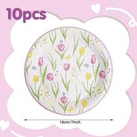 Assiettes de fête jetables personnalisées à motif floral, écologiques, très vendues pour les événements à domicile, lot de 10 pièces