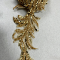Applique en sequins et perles en forme de feuille de 12 cm pour embellissements de robes de mariée, accessoires de chaussures/sacs/cheveux et fournitures de bricolage