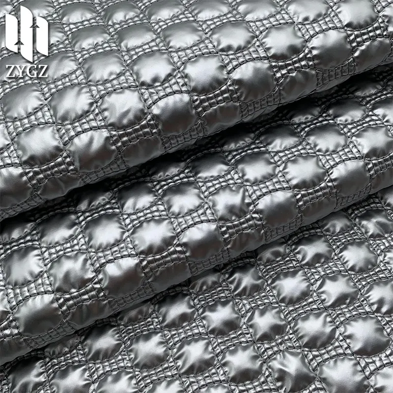 Nouveau tissu matelassé en coton et polyester enduit de polyuréthane, brodé en métal, sac à bulles, tissu pour chaussures