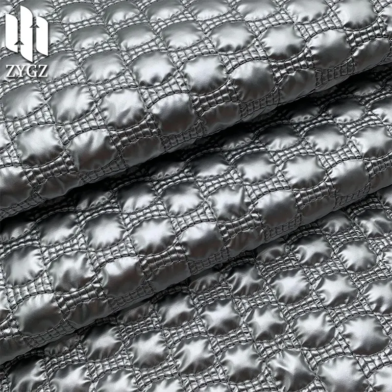 New Polyurethane Coated Polyester Quilted Cotton Fabric Embroidered Metal Bubble Coat Bag Shoe Fabric