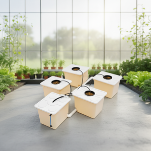 Sistema di Coltivazione Idroponica Dutch Bucket di Alta Qualità, Secchio Quadrato in Plastica Beige con Coperchio per la Coltivazione di Ortaggi - Product Image 1