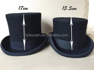 Chapeaux hauts en feutre de laine noir rigide en gros, hauteur 17 cm - Product Image 2