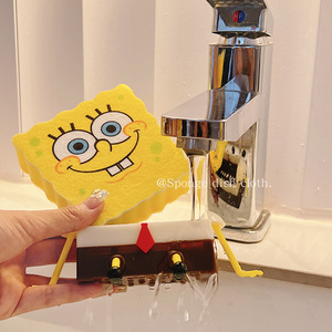 SpongeBob SquarePants Dishwashing Sponge <b>Block</b> Animal <b>Shape</b> Kitchen Cleaning Scouring Pad Absorbent For Pots And Pans - Product Image 3
