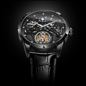 Envío Directo de Relojes Esqueleto con Tourbillon Real, Cristal Mineral, Unisex, de Lujo, Zafiro, Resistentes al Agua, Mecánicos, con Correa de Cuero, Hangzhou - Product Image 2