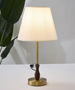 E27 Edison Bulb Bedside Reading Light Solid Wood Walnut Desk Lamp Simple Design Style LED Fabric Shade Rustic Reading Room 5V - Product Image 2