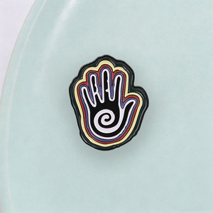 Broche Métallique Vintage Abstraite Tribale à Motif Spirale Arc-en-ciel et Palme, Style <span class=keywords><strong>Hippie</strong></span>, pour Collection et Cadeau - Product Image 3