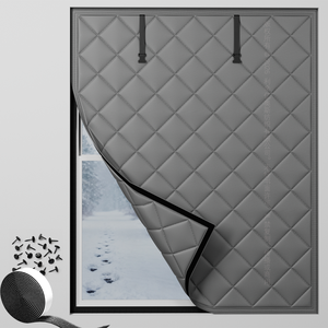 Couverture de fenêtre isolante thermiquement avec velcro plus large de 1,5 pouce pour une <span class=keywords><strong>isolation</strong></span> contre les courants d'air, économie d'énergie, gris pour <span class=keywords><strong>l</strong></span>'hiver - Product Image 1