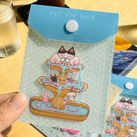 Sobre de PVC Impermeable para Regalo, con Diseño de Dibujos Animados y Cierre de Botón